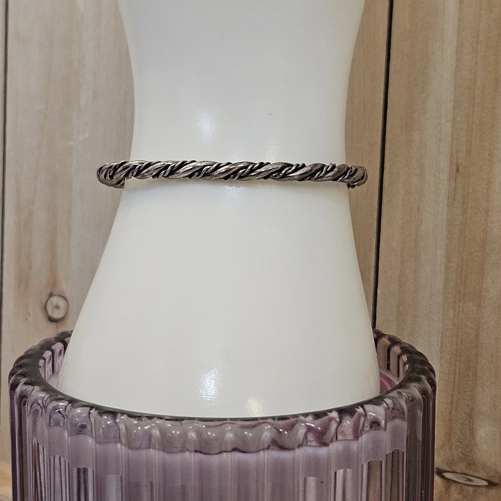 Vintage Sterling Silver Cuff Twisted Cable Rope Artisan Southwestern Boho 925